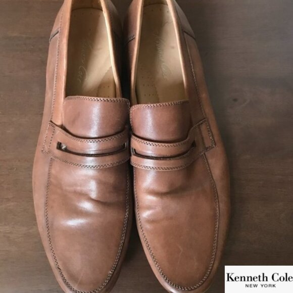 KENNETH COLE LOAFERS/ SLIP ON'S -TAN "PLUG OF WAR" LEATHER - Picture 1 of 8